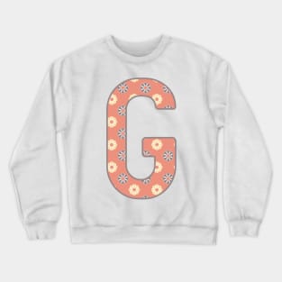 MONOGRAM LETTER G PINK FLORAL TYPOGRAPHY DESIGN Crewneck Sweatshirt